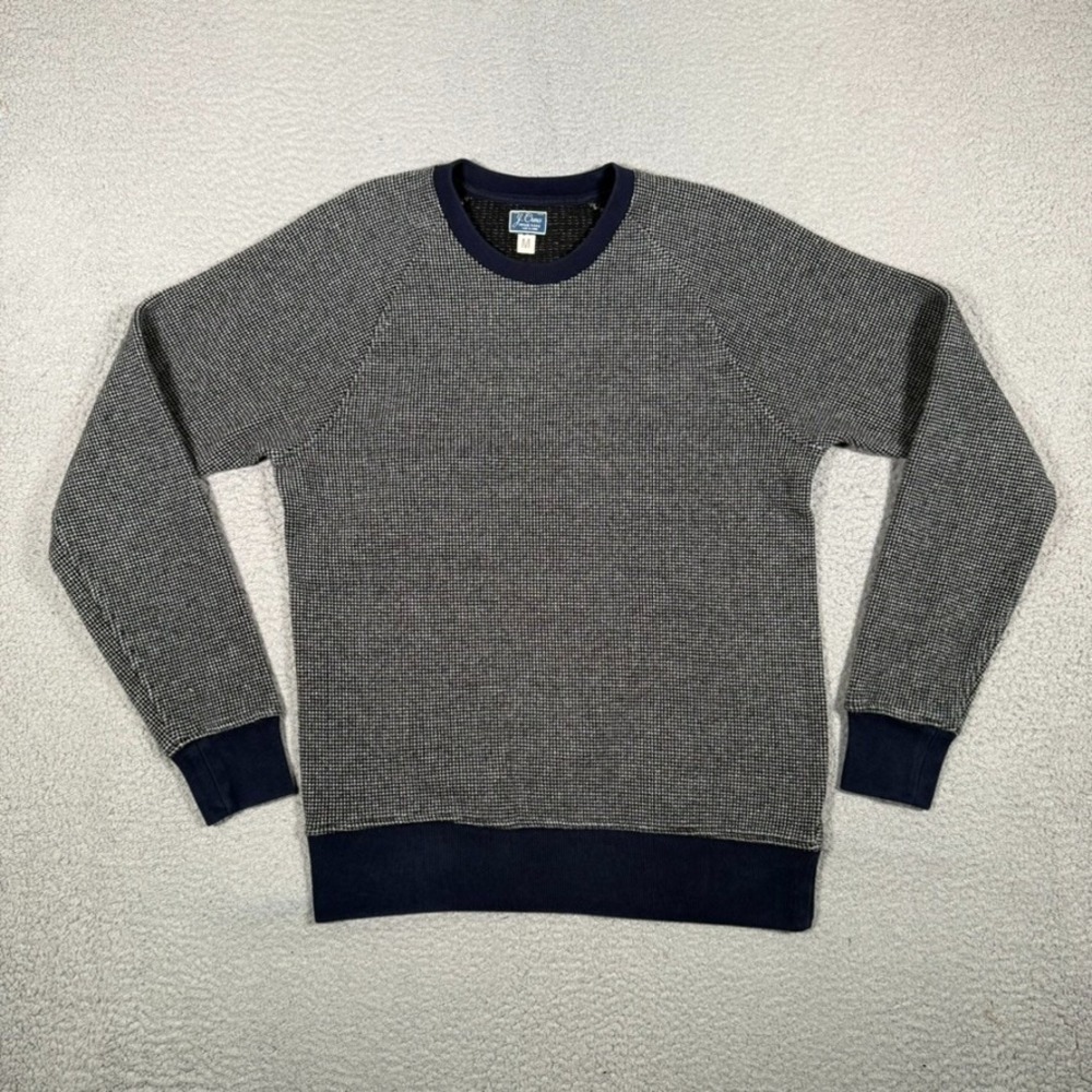 J Crew Sweater Mens Medium Gray Vintage Fleece Knit Pullover Casual Preppy Logo